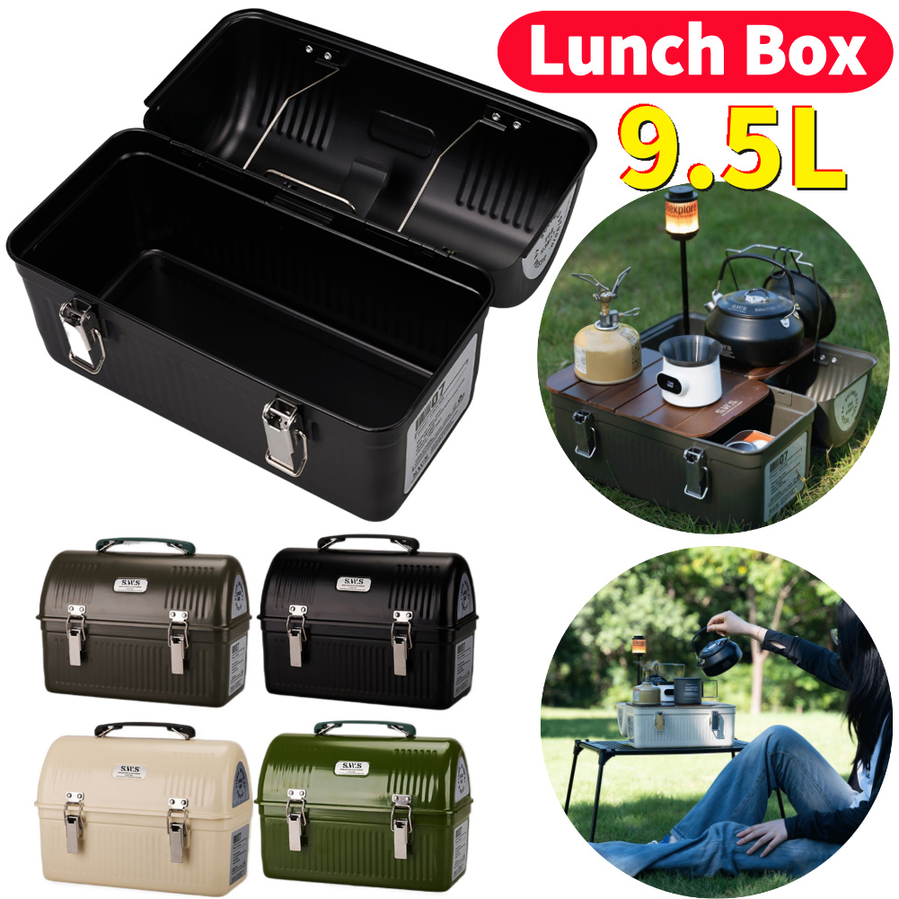 Camping Cooking Box - 9,5 l Vintage Camping-Lunchbox aus Metall