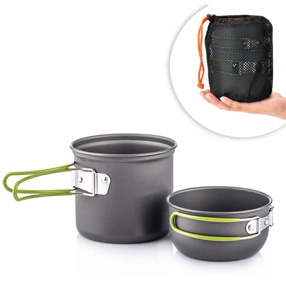 Camping Cooking Gear Set - Camping-Kochgeschirr, Mess-Set, ultraleichtes Camping-Topf-Set, Kochen im