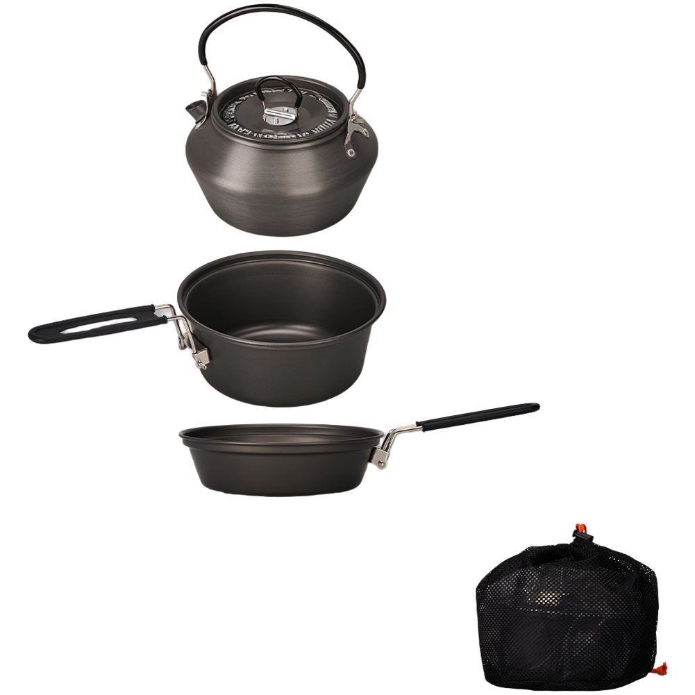 Camping Cooking Gear Set - Leichtes Camping-Kochgeschirr-Set aus Aluminiumlegierung, 3-teilig, Topf