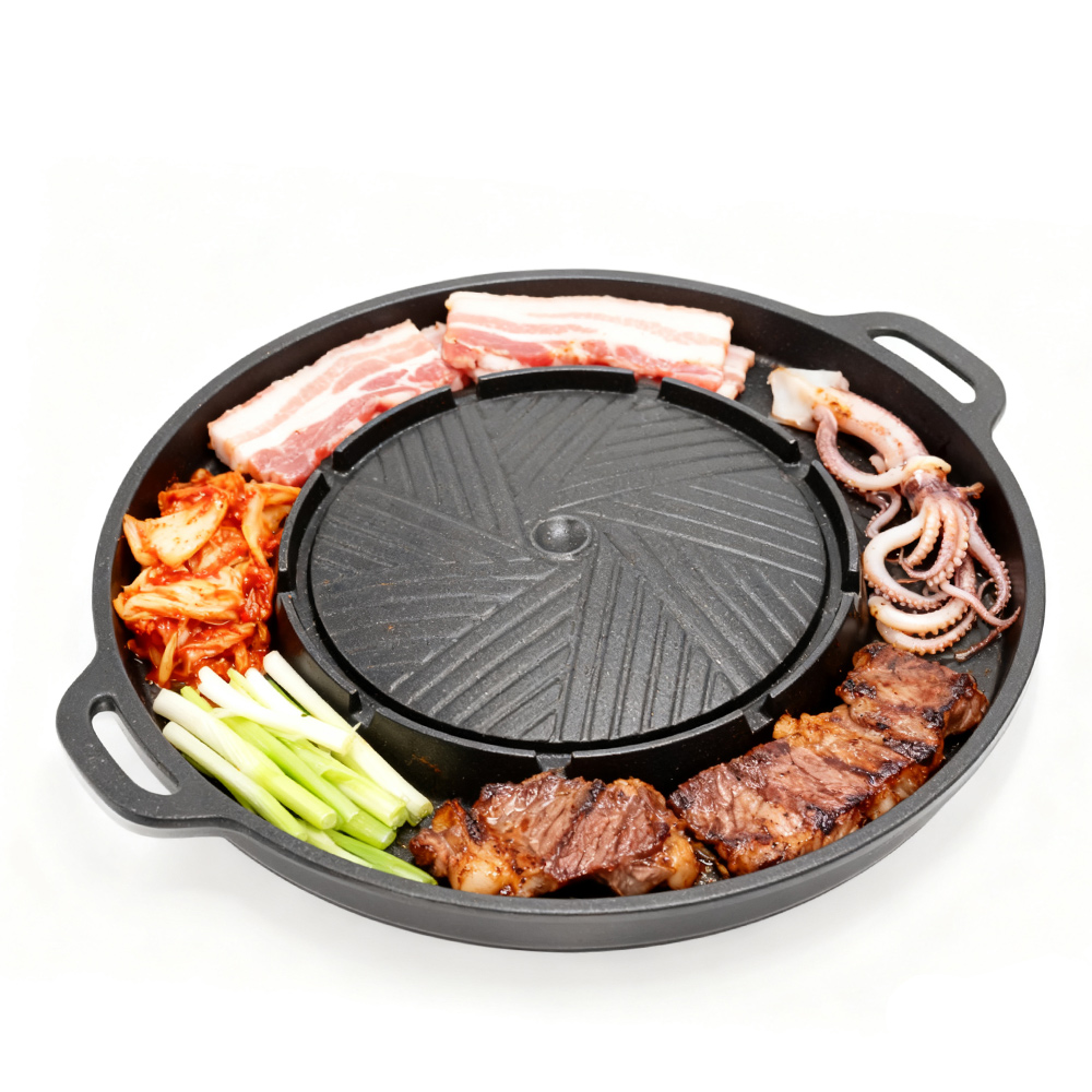 Camping Cooking Meat - KOSUN Koreanische BBQ-Grillpfanne, 2-in-1, runde Grill-Sharing-Platte