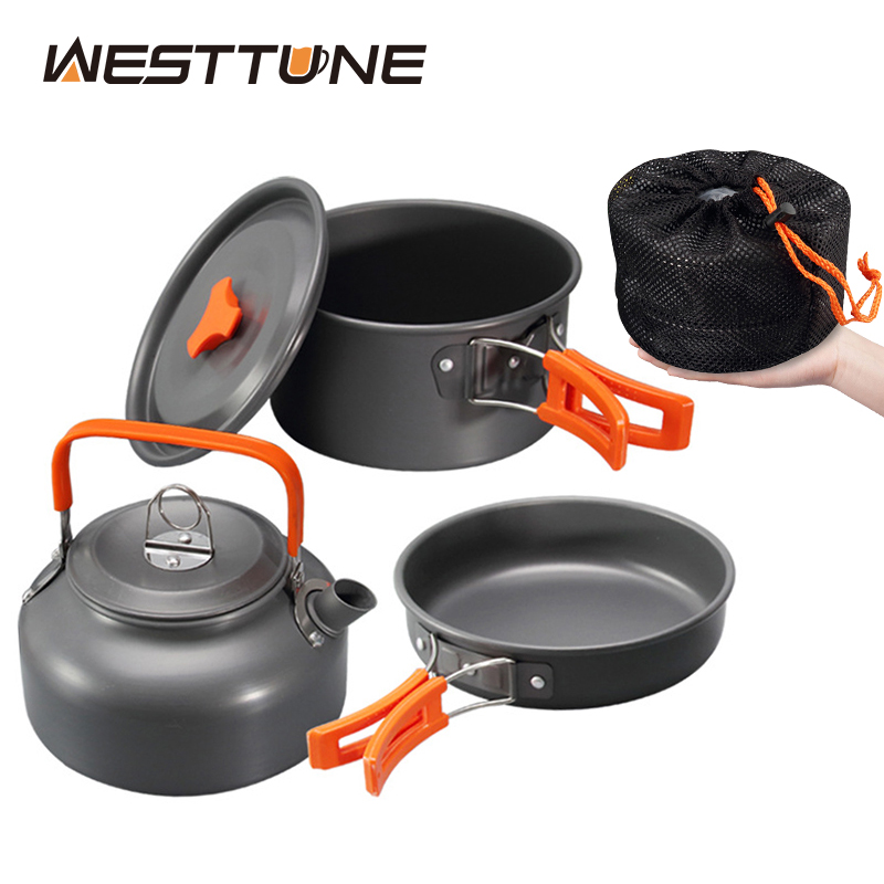 Camping Cooking Gear Set - WESTTUNE Camping-Kochgeschirr-Set, Aluminium, für den Außenbereich,