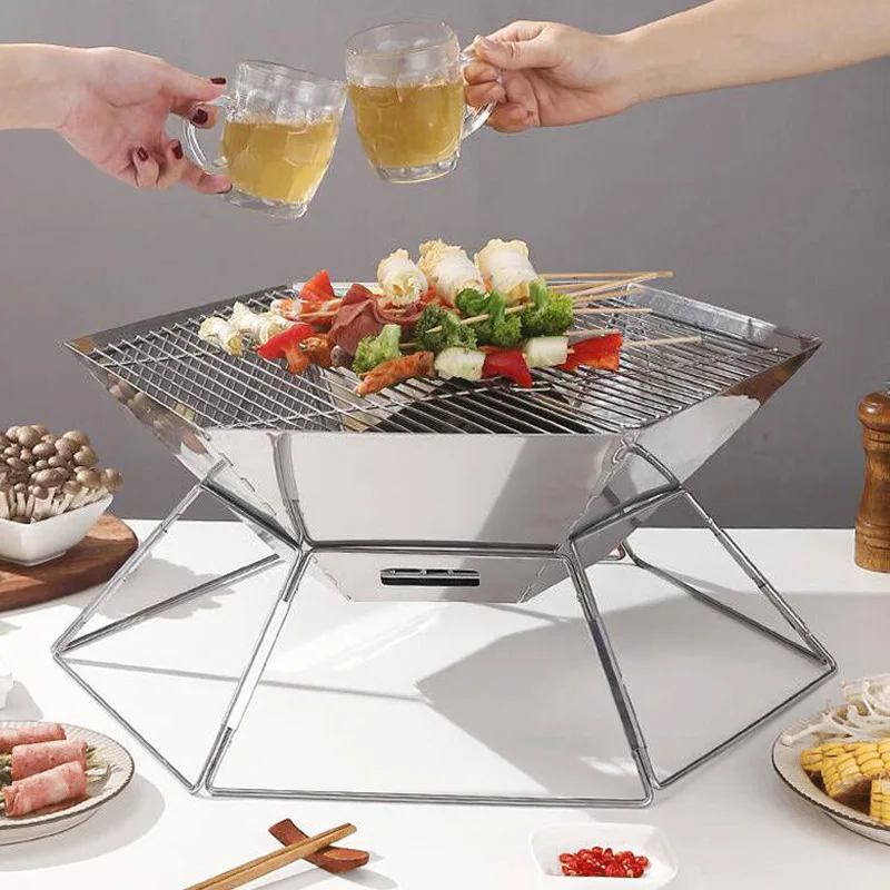 Camping Cooking Must Haves - Tragbarer klappbarer Kohlegrill, Outdoor-Kocher, Campingkocher, unverzichtbares