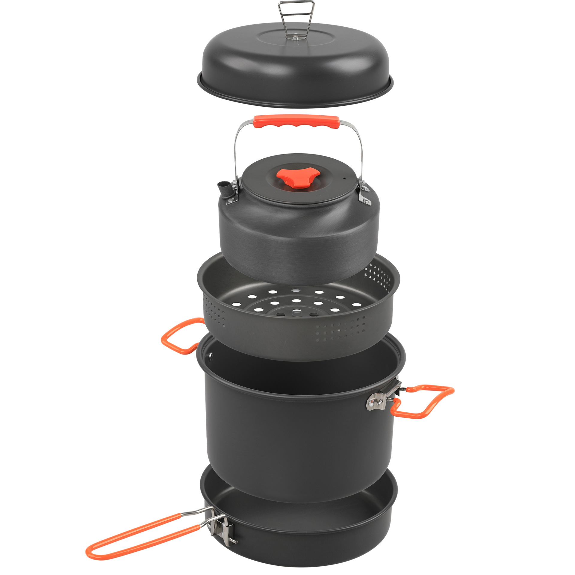 Camping Cooking Pots And Pans - Outdoor-Kochgeschirr-Set Camping Kochtopf Wasserkocher Dampf garer
