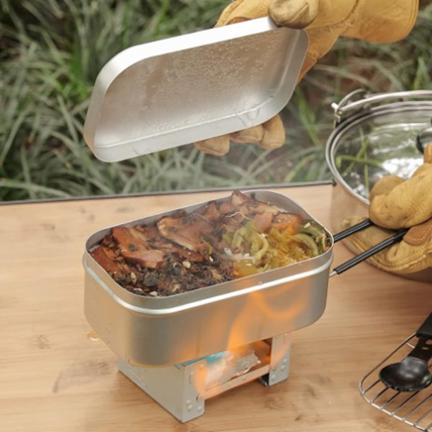 Camping Cooking Box - Faltbarer Bento-Box-Griff, Lunchbehälter für Erwachsene, Camping-Kochgeschirr