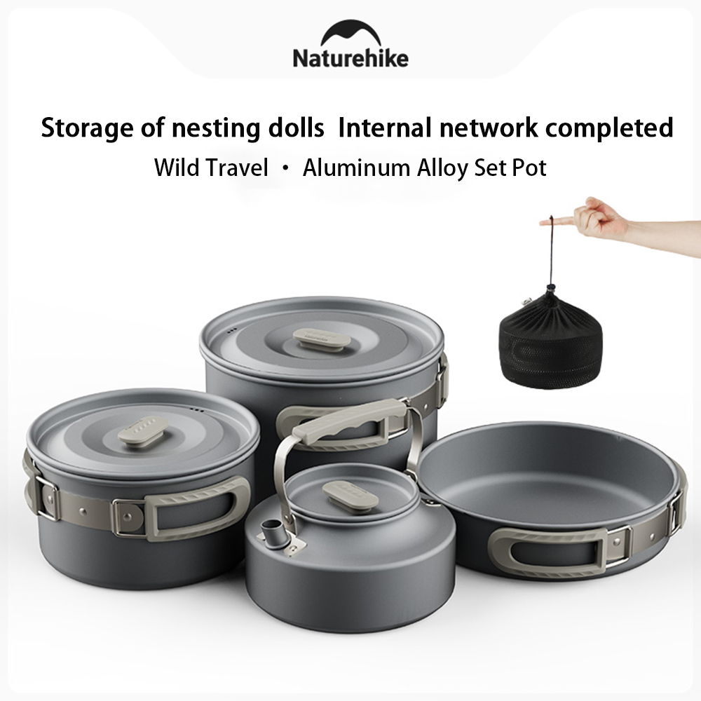 Camping Cooking Pots And Pans - Naturehike Outdoor-Topfset, Camping-Kochausrüstung, tragbare Bratpfanne aus