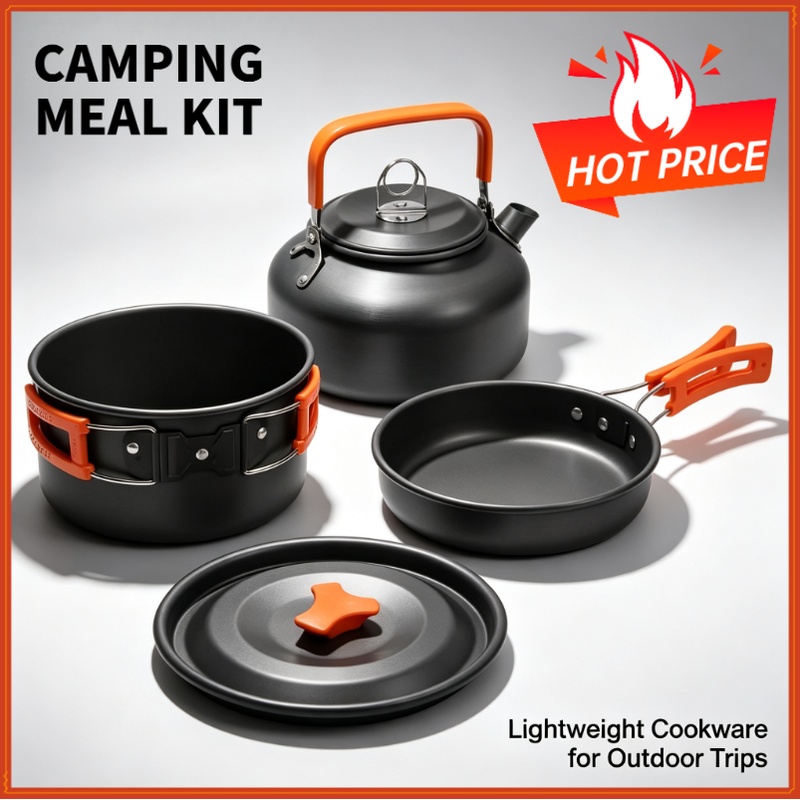Camping Cooking Gear Set - Camping-Kochset, Camping-Kochgeschirr, Reisegeschirr, Outdoor-Picknick-Set, Teekanne für