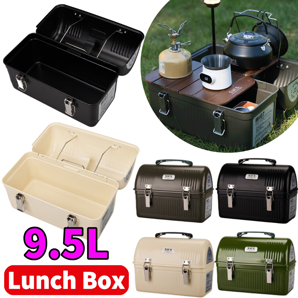 Camping Cooking Box - 9,5 l Vintage-Lunchbox aus Metall mit