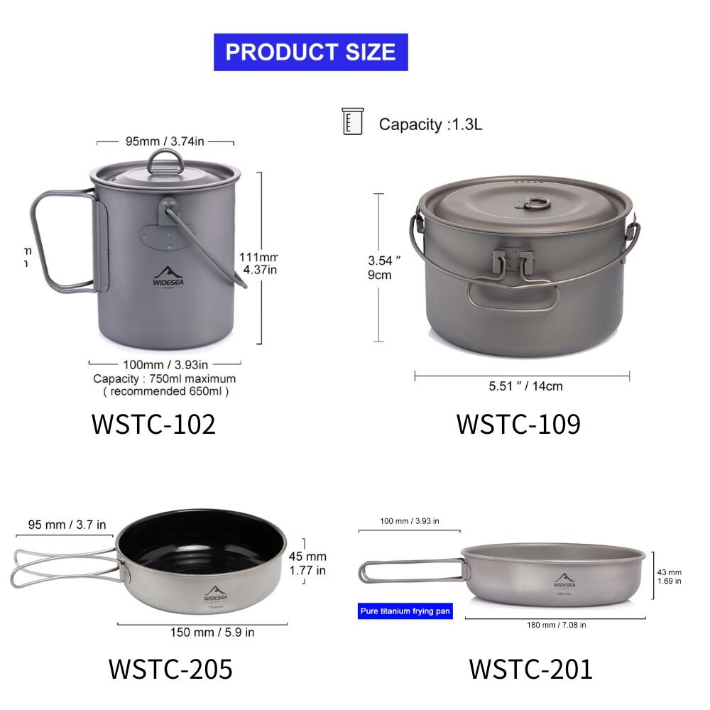 Wideea Camping Geschirr Titan  – Camping Cooking Gear Set Bewertung und Preis