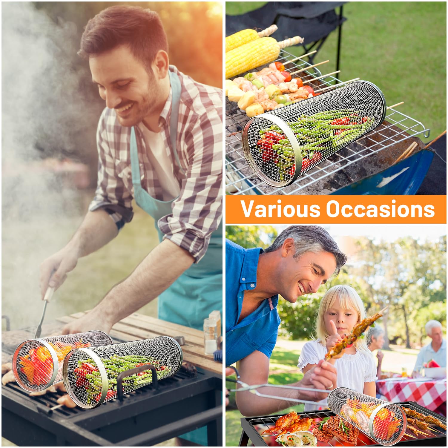 2-teiliges rollendes Grillkörb – Camping Cooking Gear Set Bewertung und Preis
